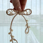 Ivory Ribbon Brooch with Beads, Statement Bow Pin for Jacket or Dress, Handmade Japanese Jewelry 【Watanabe Ivory】