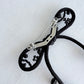 Black Ribbon Brooch with Beads, Statement Bow Pin for Jacket or Dress, Handmade Japanese Jewelry 【Matsusita Black】