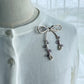 Ivory Ribbon Brooch with Beads, Statement Bow Pin for Jacket or Dress, Handmade Japanese Jewelry 【Oikawa Ivory】