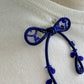 Royal Blue Ribbon Brooch with Beads, Statement Bow Pin for Jacket or Dress, Handmade Japanese Jewelry 【Matsusita Royal Blue】