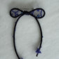 Navy Ribbon Brooch with Beads, Statement Bow Pin for Jacket or Dress, Handmade Japanese Jewelry 【Kawaguchi Navy】