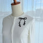 Black Ribbon Brooch with Beads, Statement Bow Pin for Jacket or Dress, Handmade Japanese Jewelry 【Watanabe Black】