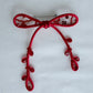 Red Ribbon Brooch with Beads, Statement Bow Pin for Jacket or Dress, Handmade Japanese Jewelry 【Ueda Red】