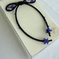 Navy Ribbon Brooch with Beads, Statement Bow Pin for Jacket or Dress, Handmade Japanese Jewelry 【Kawaguchi Navy】