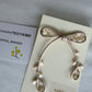 Ivory Ribbon Brooch with Beads, Statement Bow Pin for Jacket or Dress, Handmade Japanese Jewelry 【Watanabe Ivory】