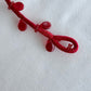 Red Ribbon Brooch with Beads, Statement Bow Pin for Jacket or Dress, Handmade Japanese Jewelry 【Ueda Red】
