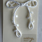 White Ribbon Brooch with Beads, Statement Bow Pin for Jacket or Dress, Handmade Japanese Jewelry 【Hishinuma White】