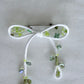 White Ribbon Brooch with Beads, Statement Bow Pin for Jacket or Dress, Handmade Japanese Jewelry 【Oikawa White】
