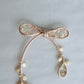 Ivory Ribbon Brooch with Beads, Statement Bow Pin for Jacket or Dress, Handmade Japanese Jewelry 【Watanabe Ivory】