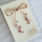 Ivory Ribbon Brooch with Beads, Statement Bow Pin for Jacket or Dress, Handmade Japanese Jewelry 【Oikawa Ivory】