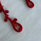Red Ribbon Brooch with Beads, Statement Bow Pin for Jacket or Dress, Handmade Japanese Jewelry 【Doi Red】