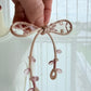 Ivory Ribbon Brooch with Beads, Statement Bow Pin for Jacket or Dress, Handmade Japanese Jewelry 【Oikawa Ivory】