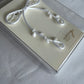 White Ribbon Brooch with Beads, Statement Bow Pin for Jacket or Dress, Handmade Japanese Jewelry 【Doi White】