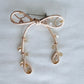 Ivory Ribbon Brooch with Beads, Statement Bow Pin for Jacket or Dress, Handmade Japanese Jewelry 【Hishinuma Ivory】