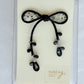 Black Ribbon Brooch with Beads, Statement Bow Pin for Jacket or Dress, Handmade Japanese Jewelry 【Oikawa Black】