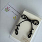 Black Ribbon Brooch with Beads, Statement Bow Pin for Jacket or Dress, Handmade Japanese Jewelry 【Watanabe Black】