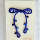 Royal Blue Ribbon Brooch with Beads, Statement Bow Pin for Jacket or Dress, Handmade Japanese Jewelry 【Hayata Royal Blue】