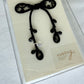 Black Ribbon Brooch with Beads, Statement Bow Pin for Jacket or Dress, Handmade Japanese Jewelry 【Matsusita Black】