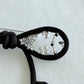 Black Ribbon Brooch with Beads, Statement Bow Pin for Jacket or Dress, Handmade Japanese Jewelry 【Oikawa Black】