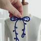 Royal Blue Ribbon Brooch with Beads, Statement Bow Pin for Jacket or Dress, Handmade Japanese Jewelry 【Hayata Royal Blue】
