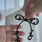 Black Ribbon Brooch with Beads, Statement Bow Pin for Jacket or Dress, Handmade Japanese Jewelry 【Watanabe Black】