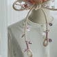 Ivory Ribbon Brooch with Beads, Statement Bow Pin for Jacket or Dress, Handmade Japanese Jewelry 【Oikawa Ivory】