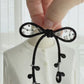 Black Ribbon Brooch with Beads, Statement Bow Pin for Jacket or Dress, Handmade Japanese Jewelry 【Oikawa Black】