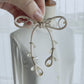 Ivory Ribbon Brooch with Beads, Statement Bow Pin for Jacket or Dress, Handmade Japanese Jewelry 【Hishinuma Ivory】