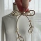 Ivory Ribbon Brooch with Beads, Statement Bow Pin for Jacket or Dress, Handmade Japanese Jewelry 【Watanabe Ivory】